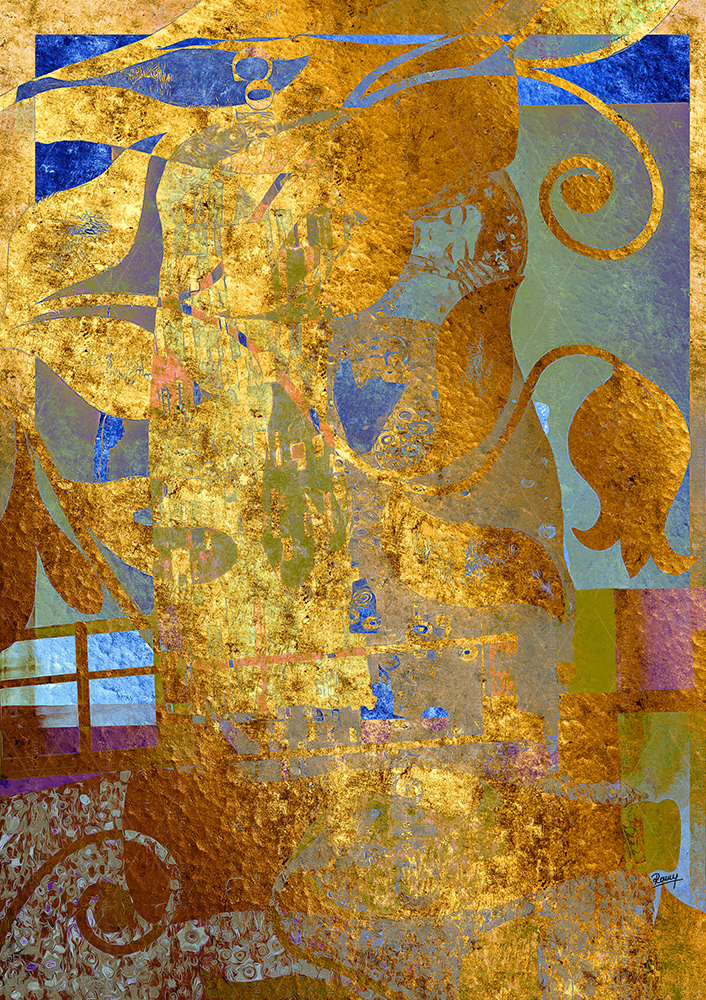 "Wall of flowers - Gold" - Digital art by Ronny Fischer