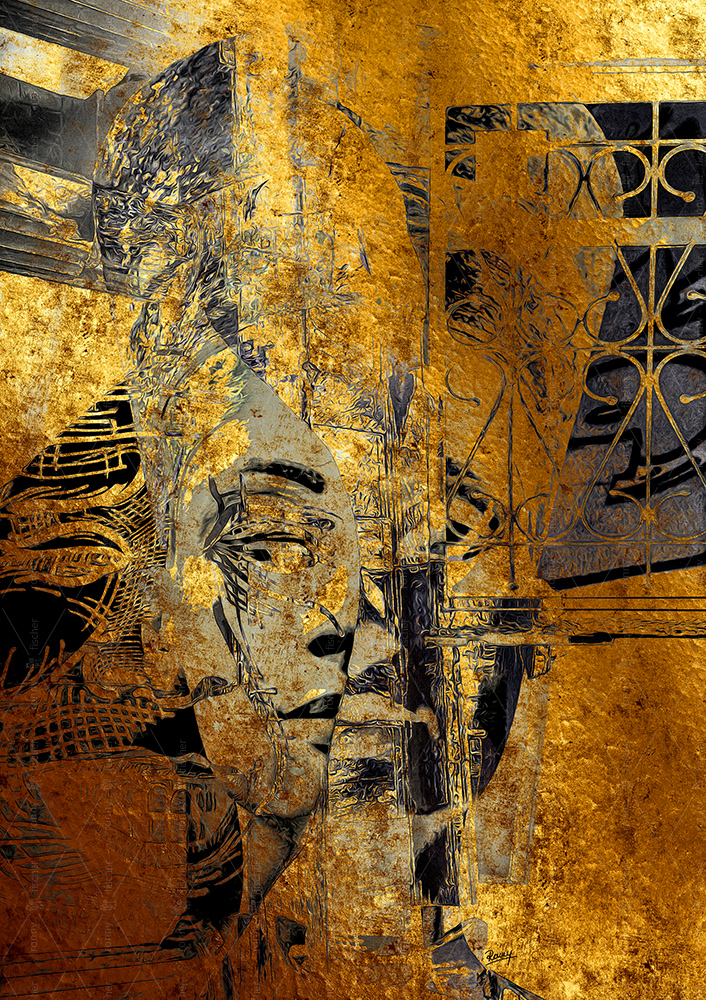 "Dashed face - Gold" - Digital art by Ronny Fischer