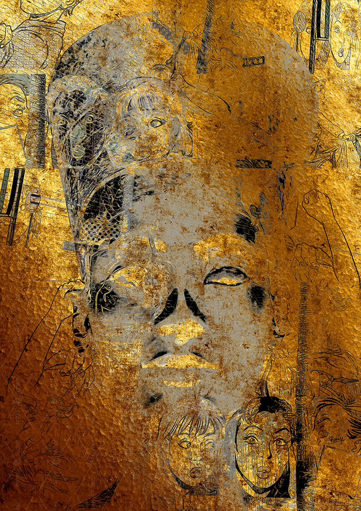 "Astonished faces - Gold" - Digital art by Ronny Fischer