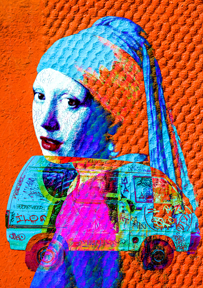 "Graffiti minivan" - Digital collage artwork by Ronny Fischer