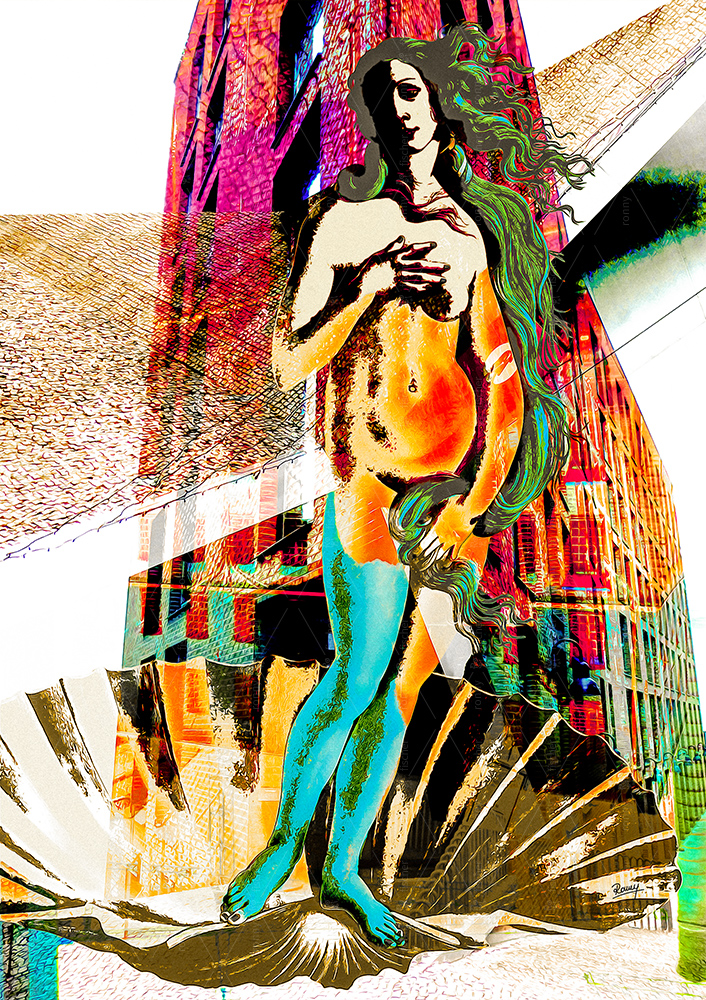 "Golden torso" - Digital collage artwork by Ronny Fischer
